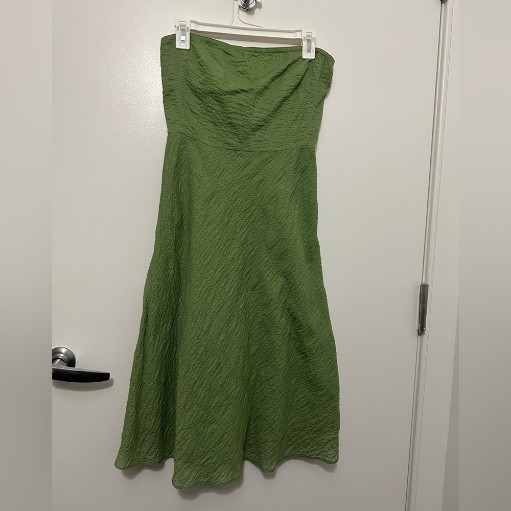 J. Crew 100% cotton Strapless Dress in Vibrant Green
